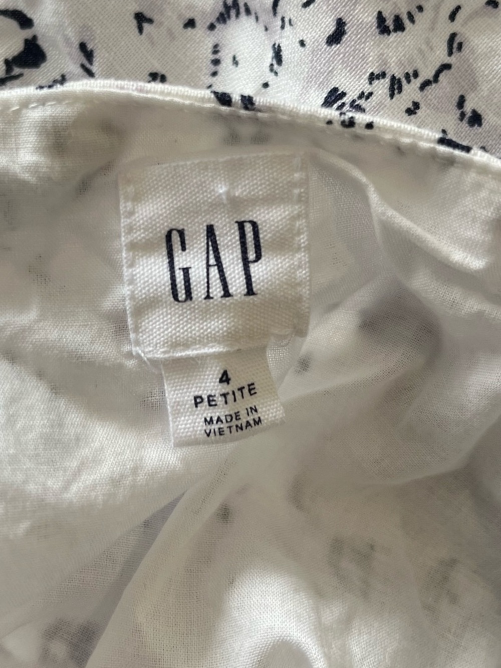 Gap White Grey Navy Floral Linen Blend Button Down Dress Size 4 Petite - Picture 8 of 9